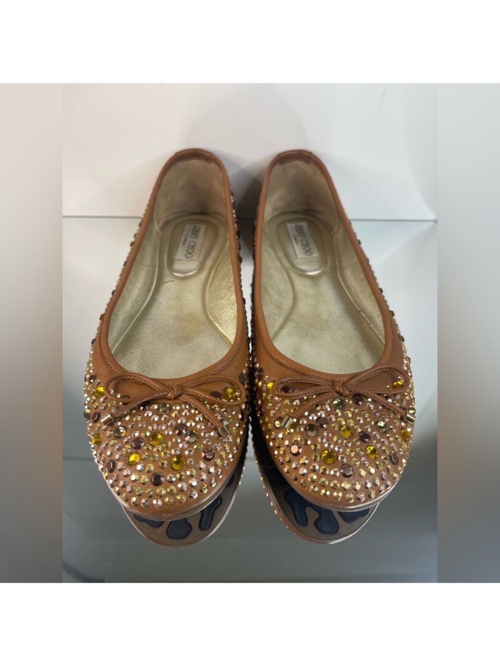 Jimmy Choo Brown Embellished Ballerina Flats size 40 - Picture 2 of 11